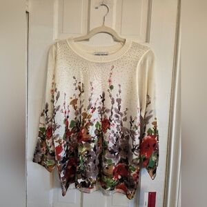 Cathy Daniels Ivory Floral Knit with Embellishments